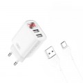 Зарядное устройство XO L95 (2USB/2.4A) + USB - Type-C White (XO-L95-T)