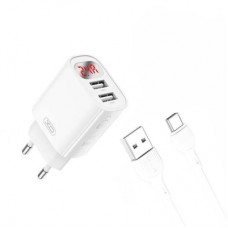 Зарядное устройство XO L95 (2USB/2.4A) + USB - Type-C White (XO-L95-T)