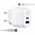 Зарядное устройство XO L97 (1Type-C/1USB/2.4A) + Type-C - Lightning White (XO-L97-LG)