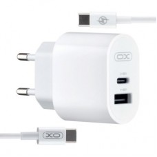 Зарядное устройство XO L97 (1Type-C/1USB/2.4A) + Type-C - Type-C White (XO-L97-TC)