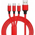 Дата кабель USB 2.0 AM to Lightning + Micro 5P + Type-C 1.2m red XoKo (SC-330-RD)